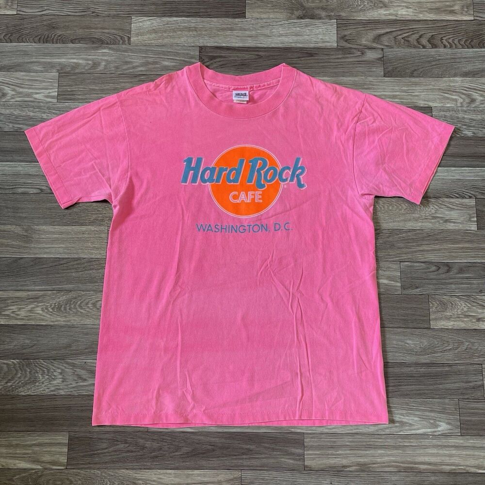 Vintage Hard Rock Cafe Save The Planet Shirt Men’s Large Pink Washington Anvil